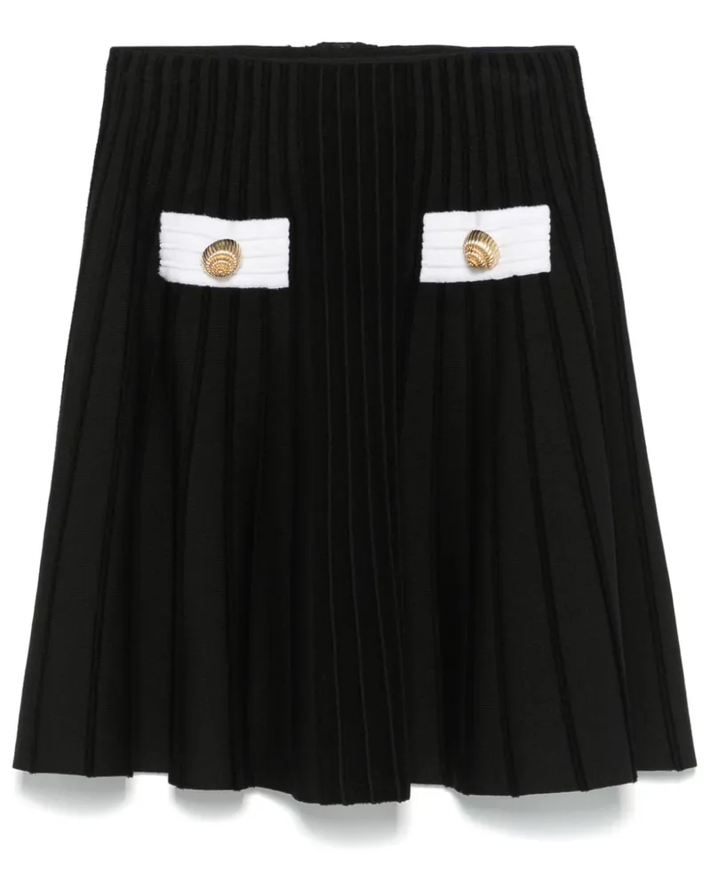 Balmain Minirock aus geripptem Strick - Schwarz Schwarz