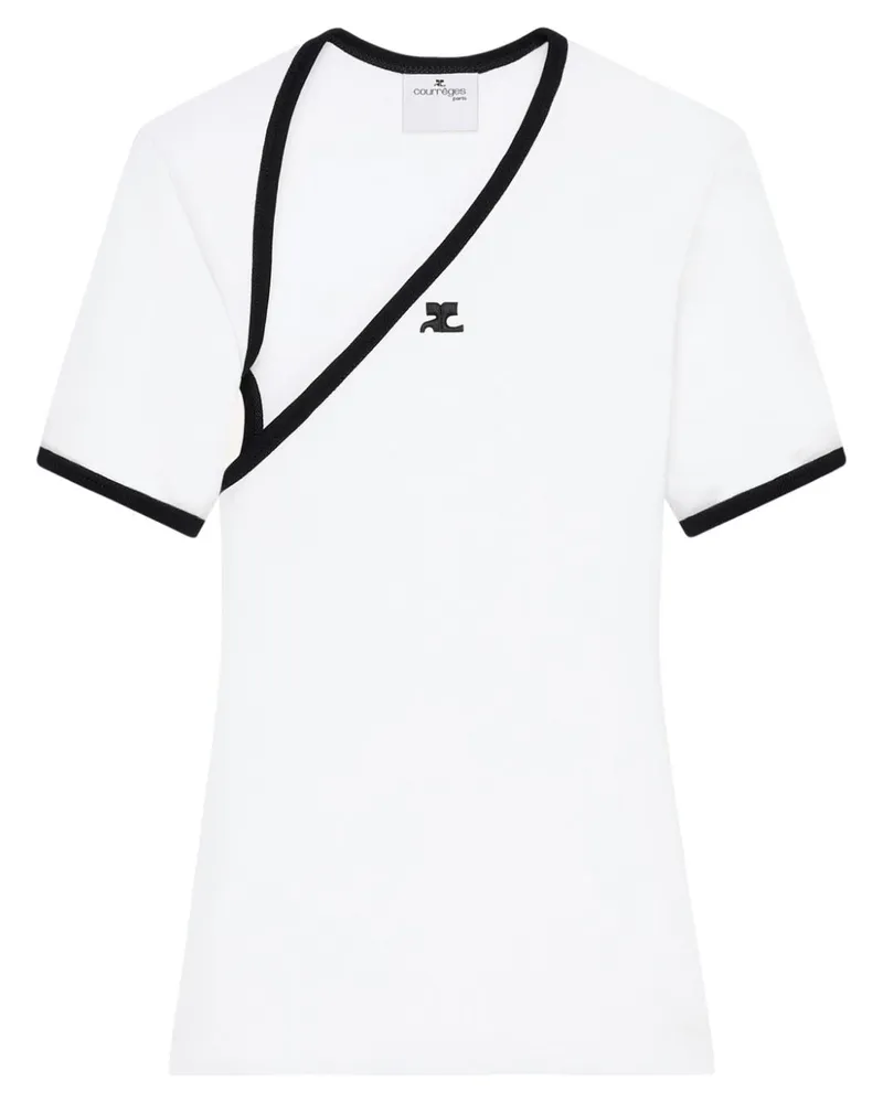 Courrèges Slash Contrast T-Shirt - Weiß Weiß