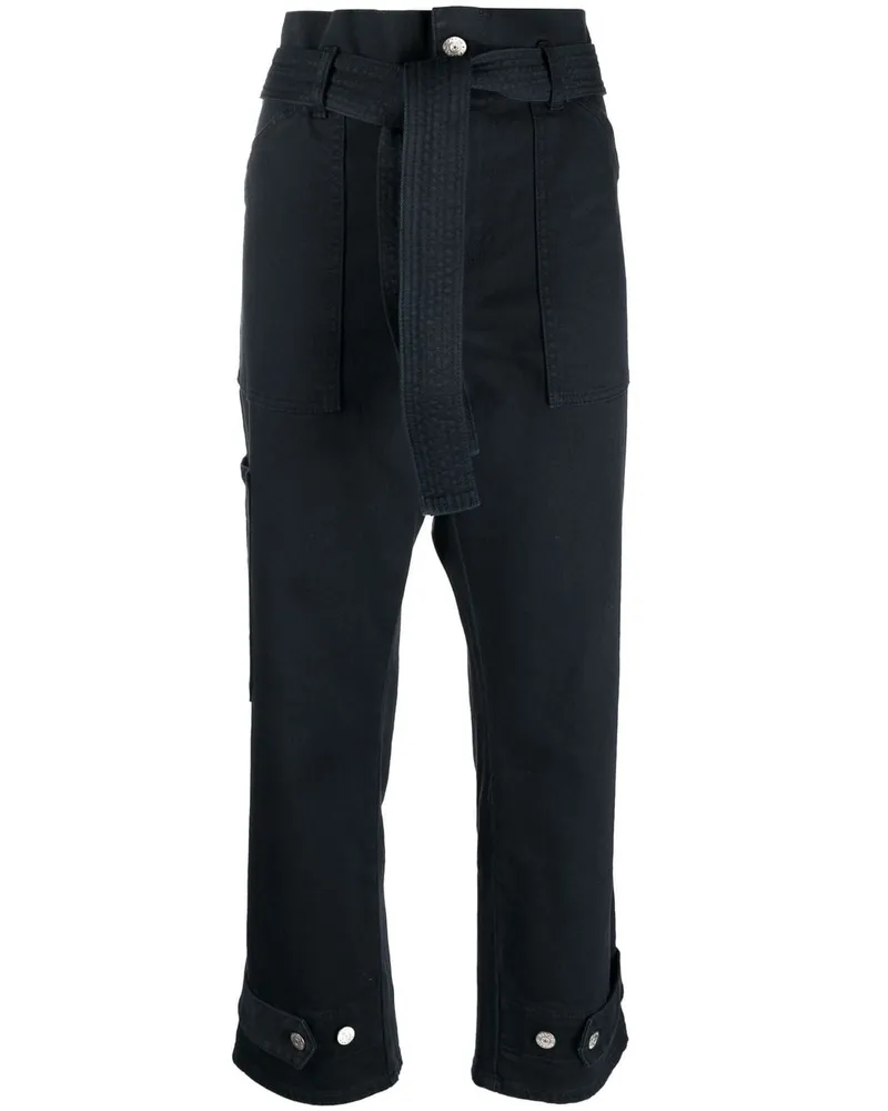 P.A.R.O.S.H. P.A.R.O H. cropped paperbag-waist trousers - Blau Blau
