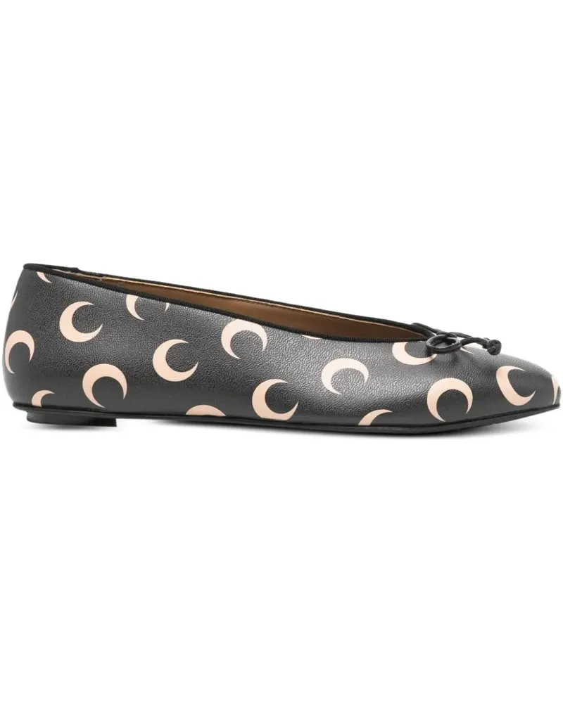 Marine Serre Ballerinas mit Sichelmond-Print - Schwarz Schwarz