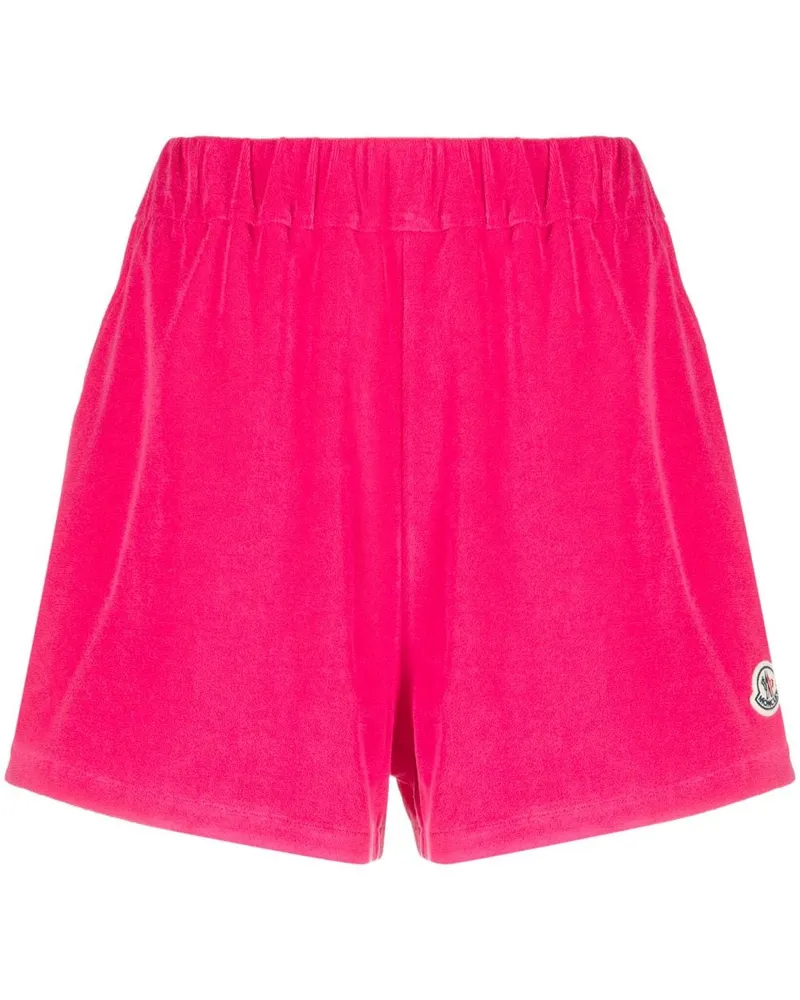 Moncler Chenille-Shorts mit Logo-Patch - Rosa Rosa