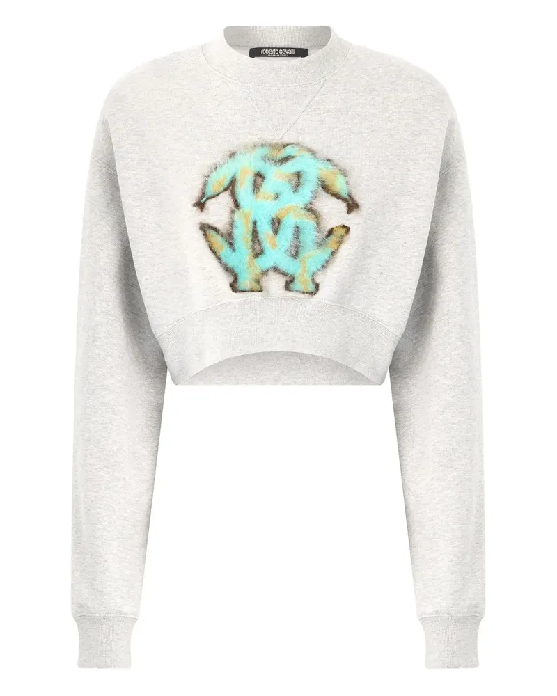 Roberto Cavalli Cropped-Sweatshirt mit Logo - Grau Grau