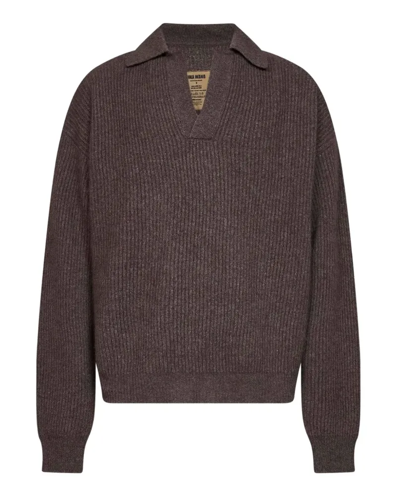 Uma Wang ribbed-knit V-neck sweater - Braun Braun