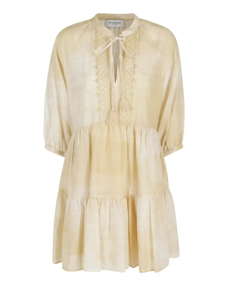 Ermanno Scervino tie-neck tiered dress - Nude Nude