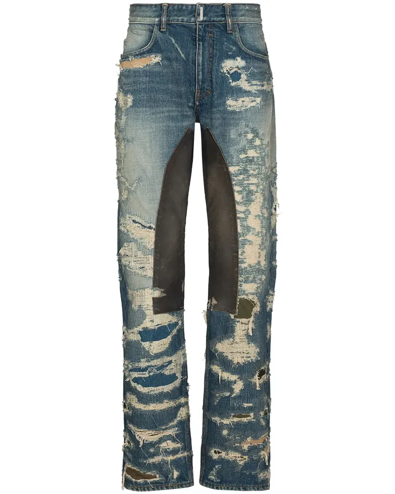 Givenchy Distressed Moleskin straight-leg jeans - Blau Blau
