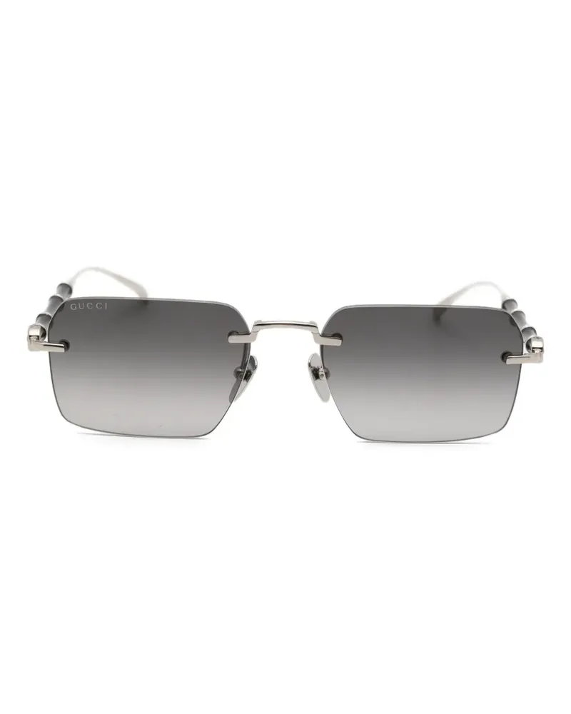 Gucci Bamboo-detail rimless rectangle-frame sunglasses - Silber Silber