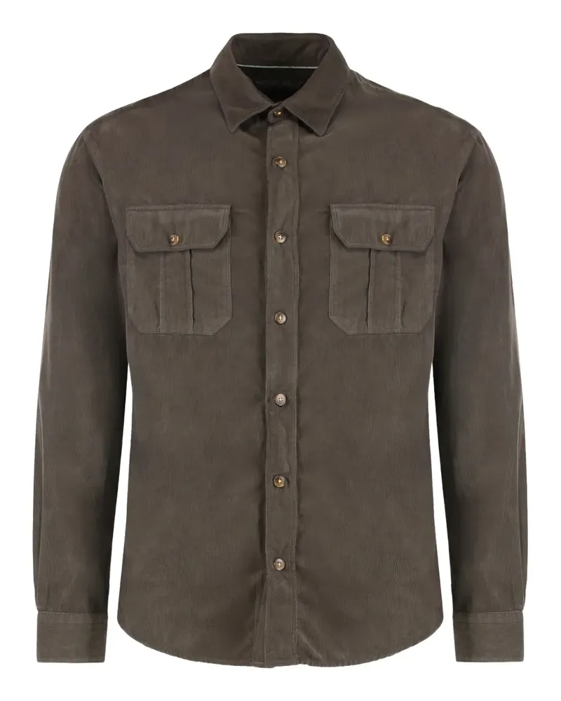 Canali flap-pocket corduroy shirt - Braun Braun