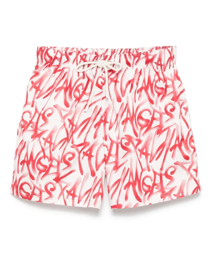 Palm Angels Badeshorts mit Graffiti-Print - Weiß Weiß