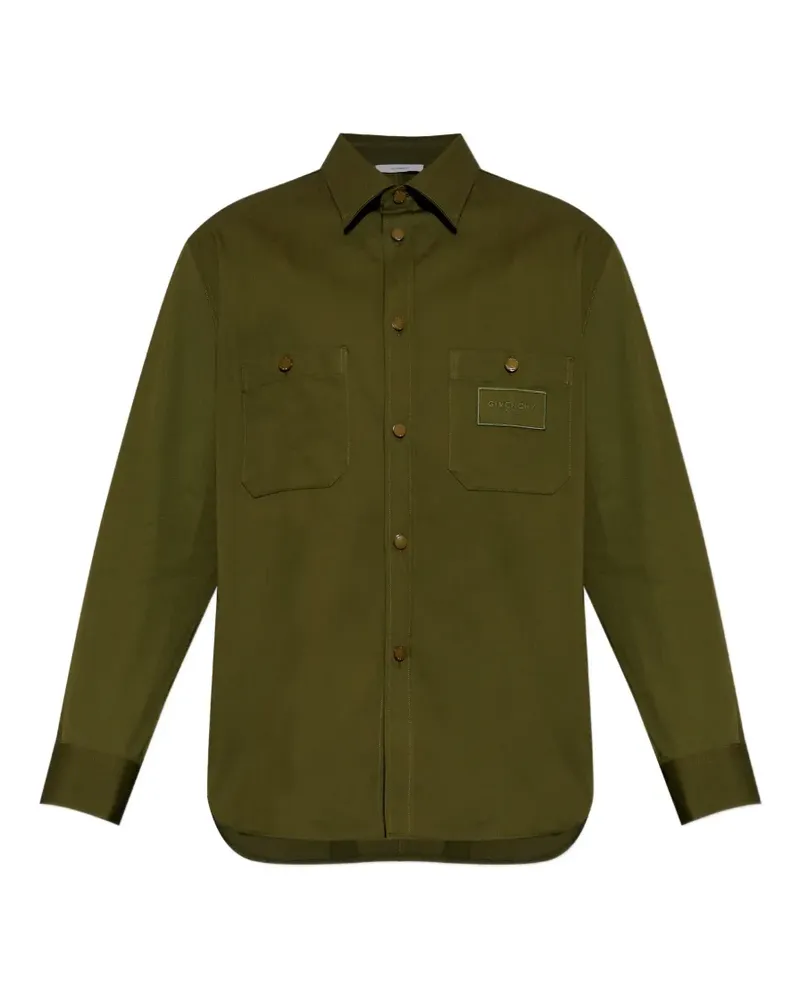 Givenchy Couture Seam logo-patch pocket-detail cotton shirt - Grün Grün