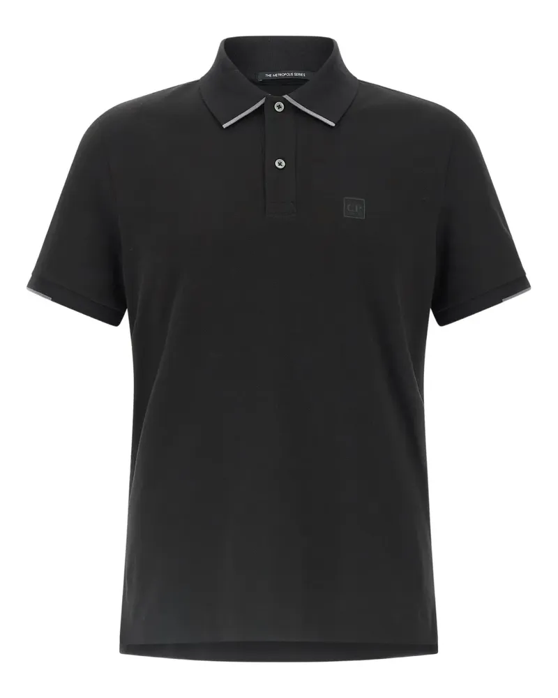 C.P. Company Poloshirt mit Logo-Patch - Schwarz Schwarz