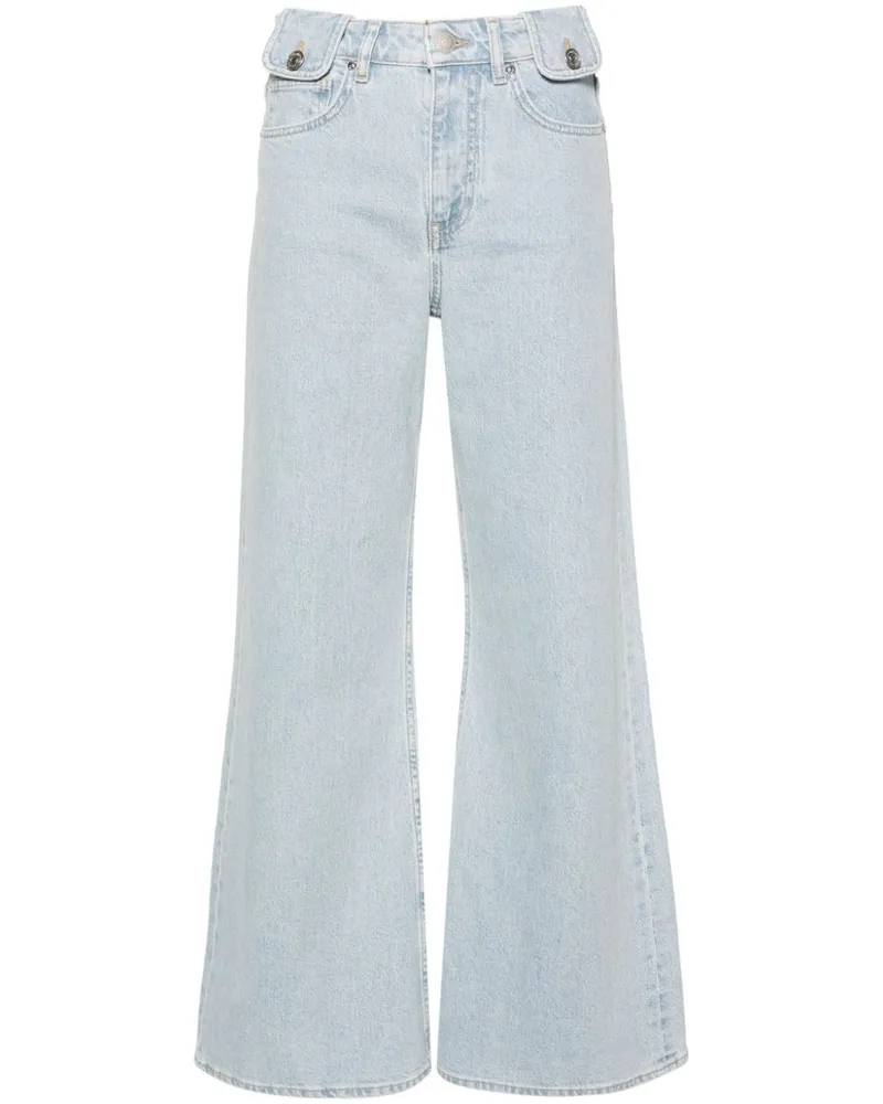 Maje Weite Taillenjeans mit Logo-Patch - Blau Blau