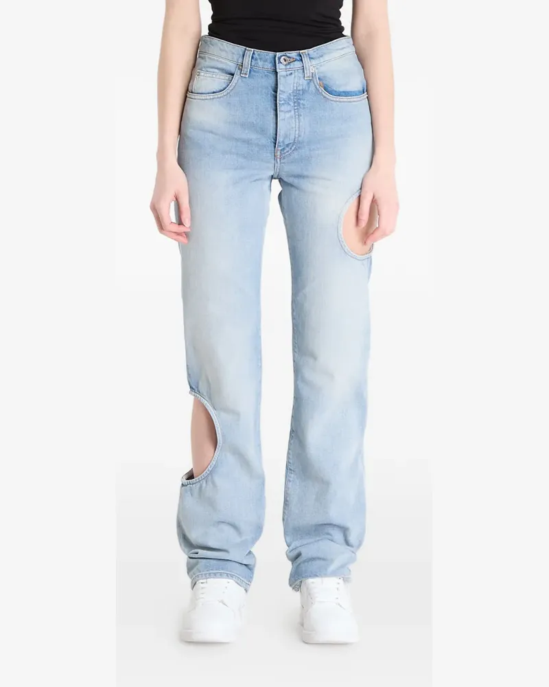 OFF-WHITE Straight-Leg-Jeans mit Cut-Out - Blau Blau