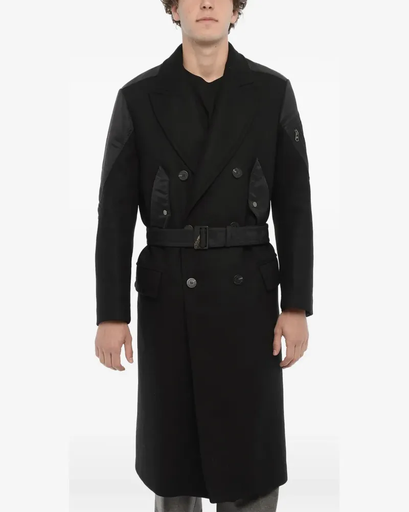 Neil Barrett belted hybrid trench coat - Schwarz Schwarz