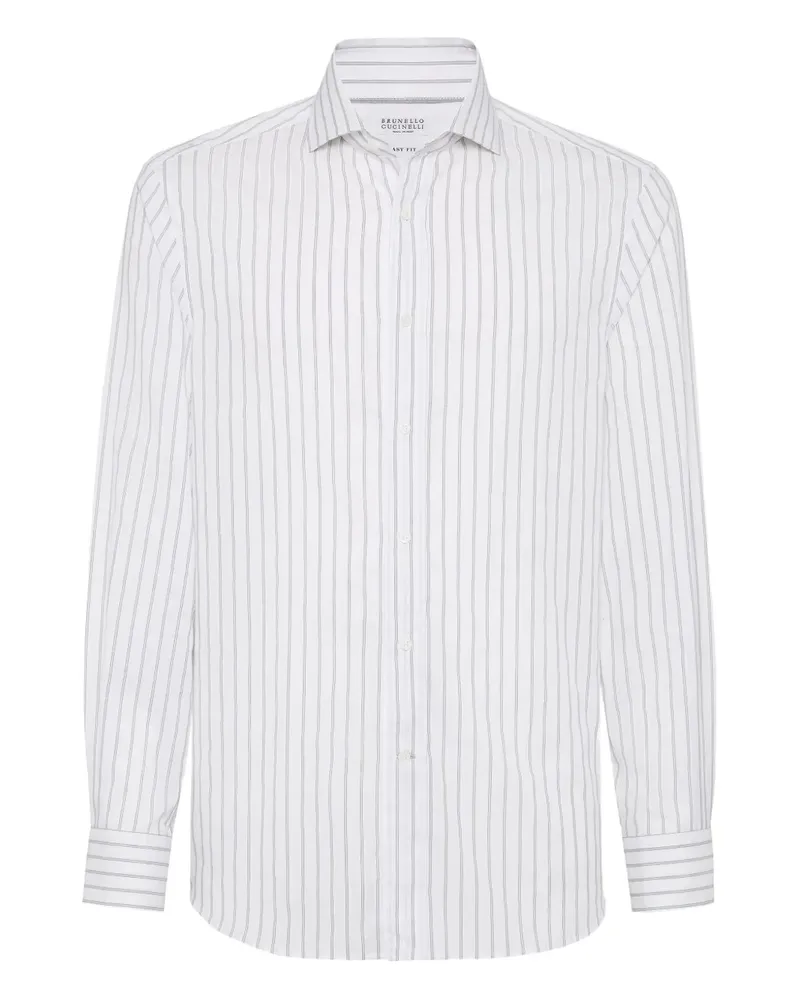 Brunello Cucinelli Gestreiftes Hemd - Weiß Weiß