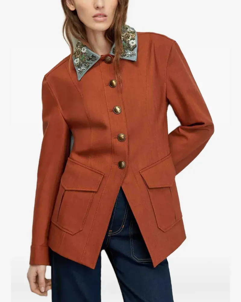 Veronica Beard Laramie Dickey Jacke mit Perlen - Orange Orange
