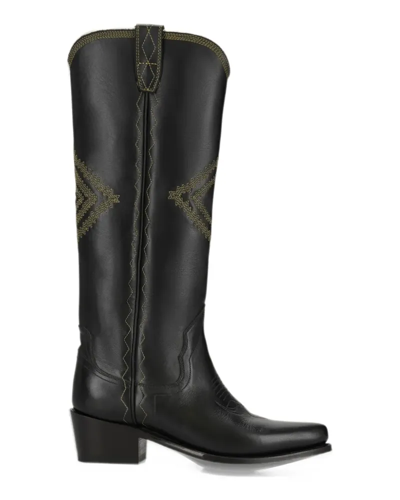 Fortela Tallulah embroidered leather boots - Schwarz Schwarz