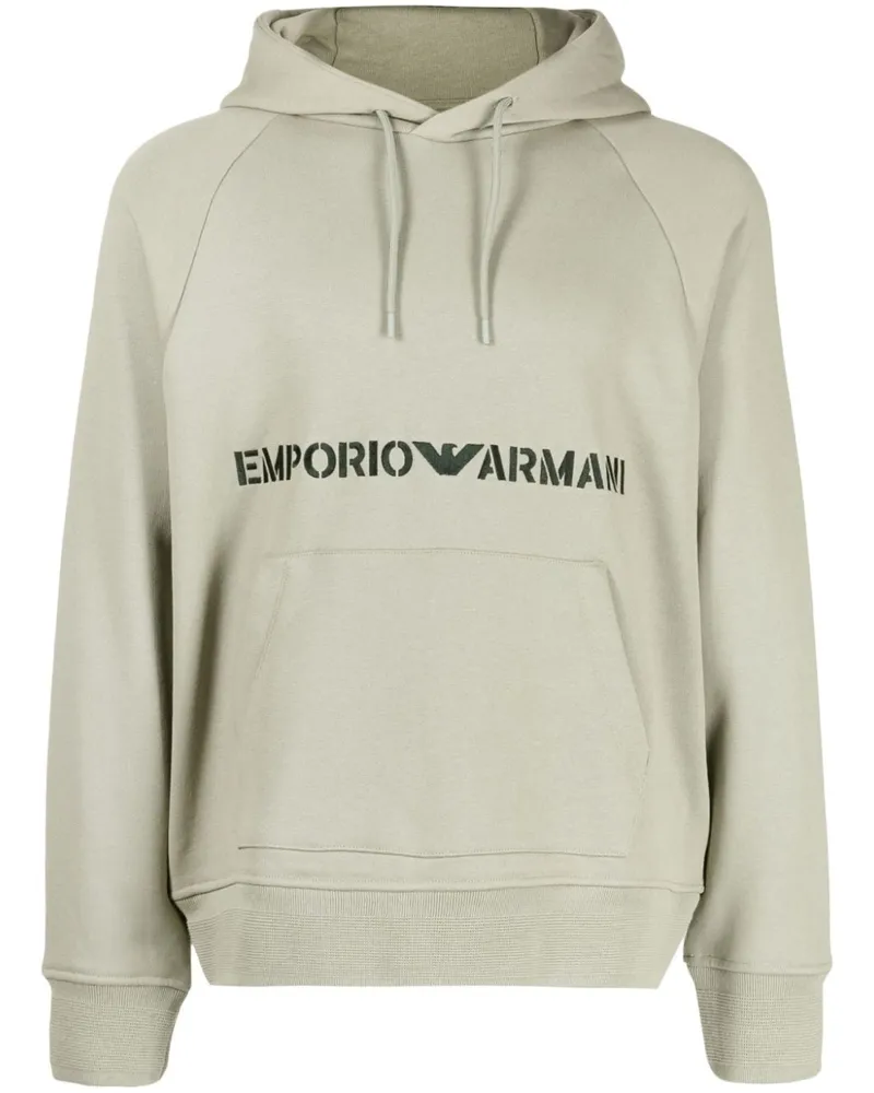 Emporio Armani Hoodie mit Logo-Stickerei - Grün Grün