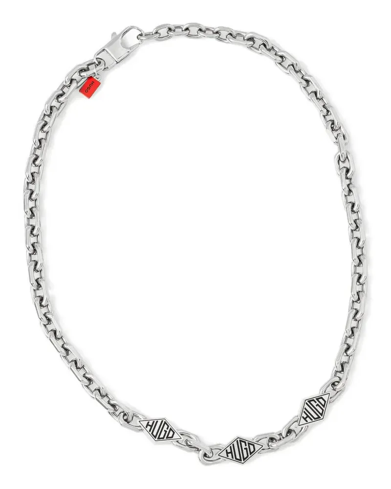 HUGO BOSS Halskette mit Logo-Schild - Silber Silber