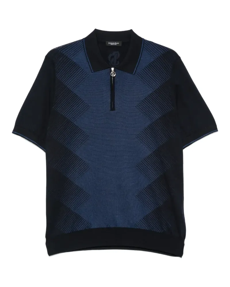 Stefano Ricci zip-fastening patterned polo shirt - Blau Blau
