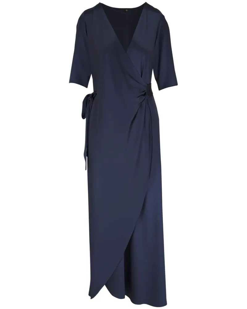 Peter Cohen Seidenkleid mit V-Ausschnitt - Blau Blau