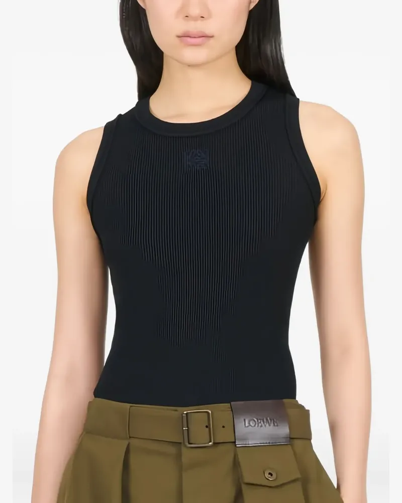 Loewe Geripptes Tanktop mit Anagram-Logo - Schwarz Schwarz
