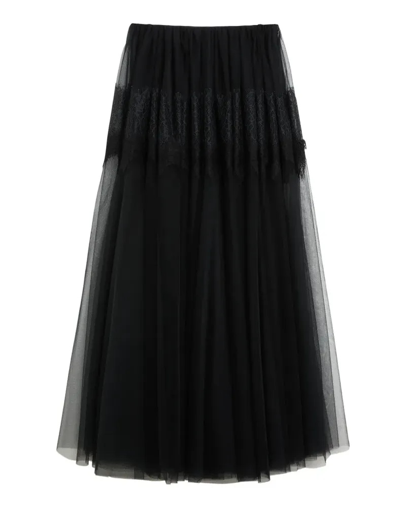 Viktor & Rolf tulle lace-insert maxi skirt - Schwarz Schwarz
