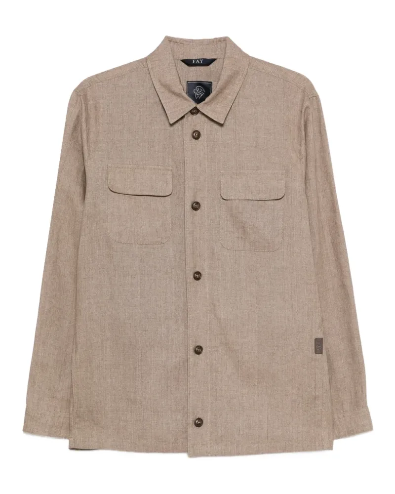 Fay linen chest-pocket shirt - Nude Nude