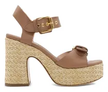 Chunky Sista Buckles Plateau-Sandalen 100mm - Nude