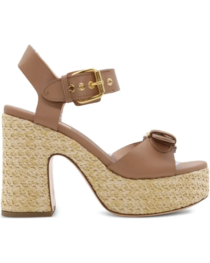 Attilio Giusti Leombruni Chunky Sista Buckles Plateau-Sandalen 100mm - Nude Nude