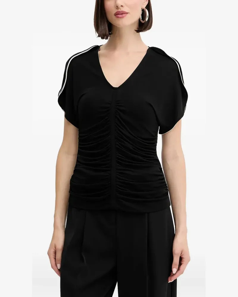 HUGO BOSS stripe-detail top - Schwarz Schwarz