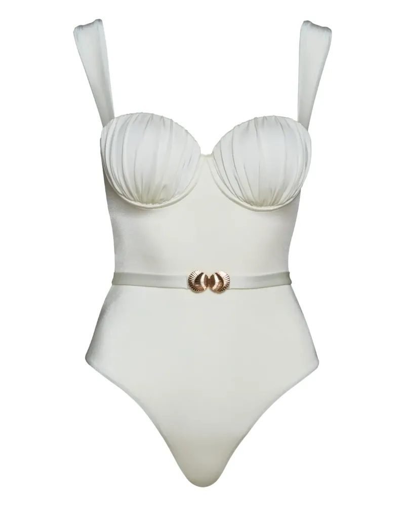 Noire Swimwear Balconette-Badeanzug mit Gürtel - Weiß Weiß