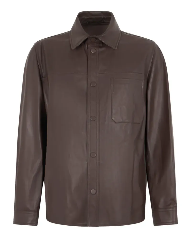 Slowear Montedoro Lederjacke mit Brusttasche - Braun Braun