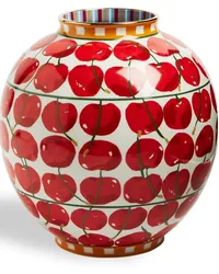 La DoubleJ Vase mit "Bubble Cherries Avorio"-Print Rot