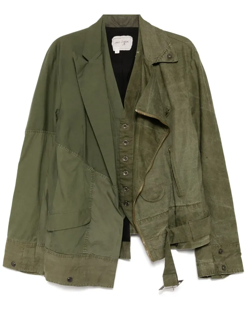 Greg Lauren Jacke mit Kontrasteinsätzen - Grün Grün