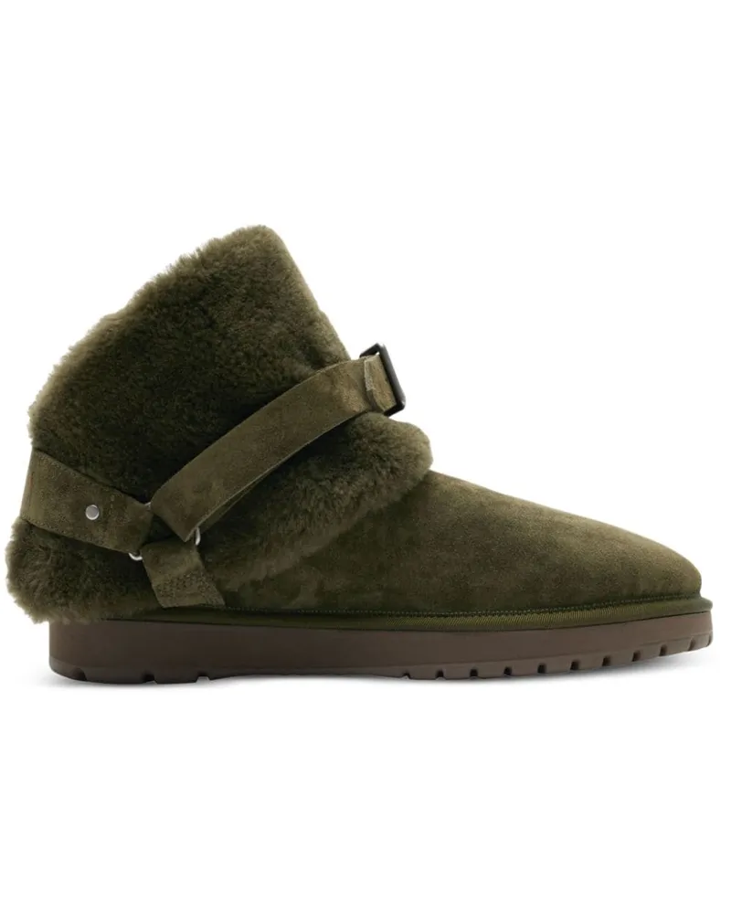 Burberry Shearling-Stiefeletten mit Schnalle Grün