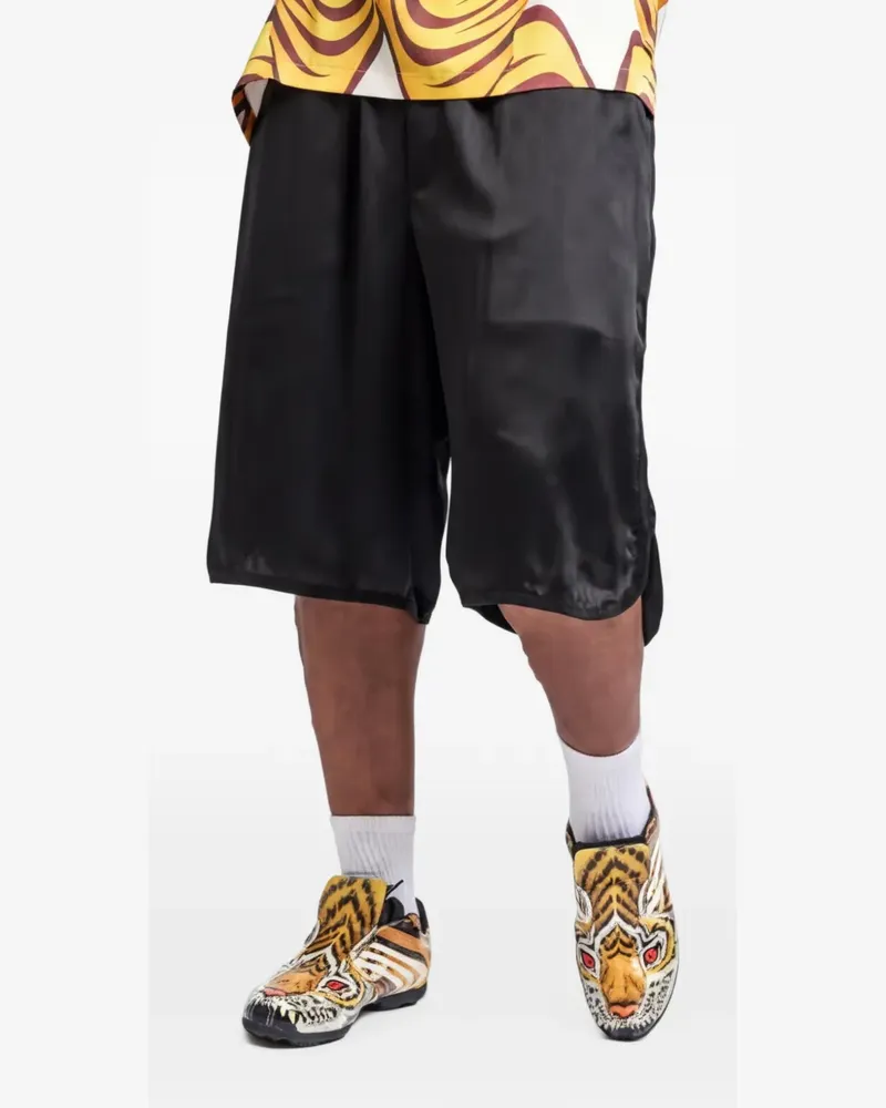 Y-3 logo-print drawstring track shorts - Schwarz Schwarz