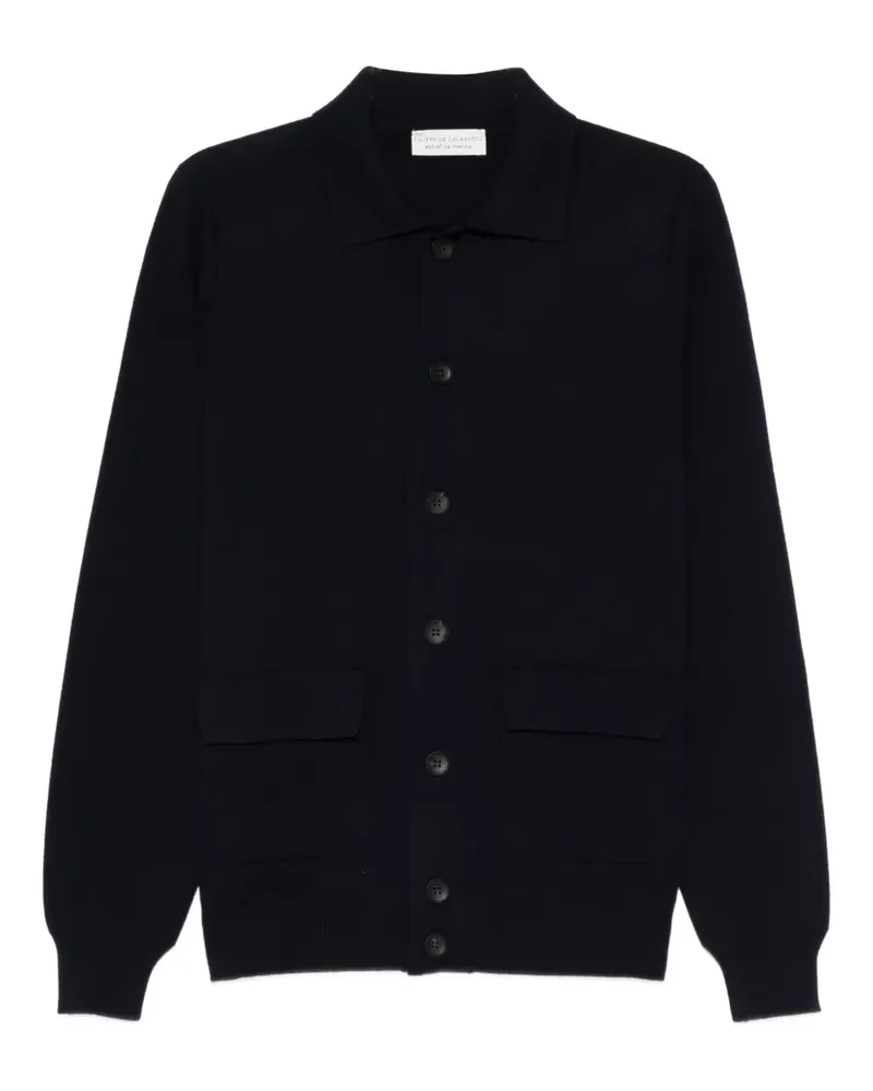 Filippo de Laurentiis Geknöpfter Cardigan mit Tasche - Blau Blau