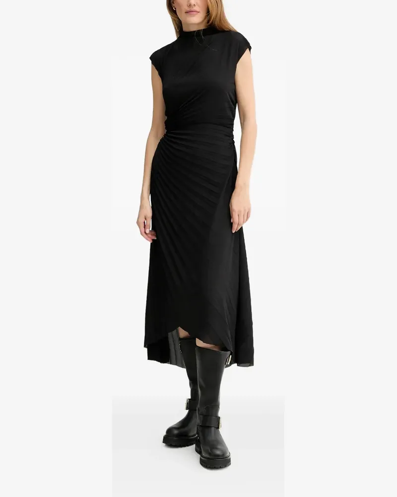 AllSaints Asymmetrisches Rayanna Kleid mit Falten - Schwarz Schwarz