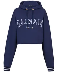 Balmain Paris Hoodie mit Vichy-Karo Blau