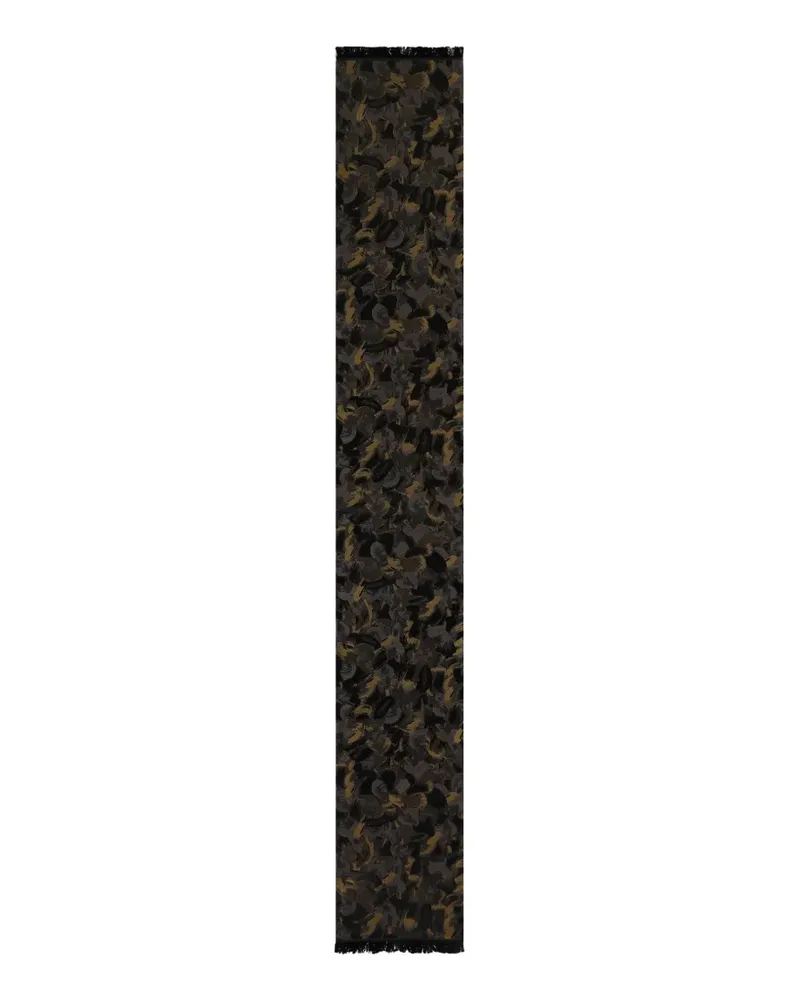 Ermenegildo Zegna abstract-print fringed scarf - Schwarz Schwarz