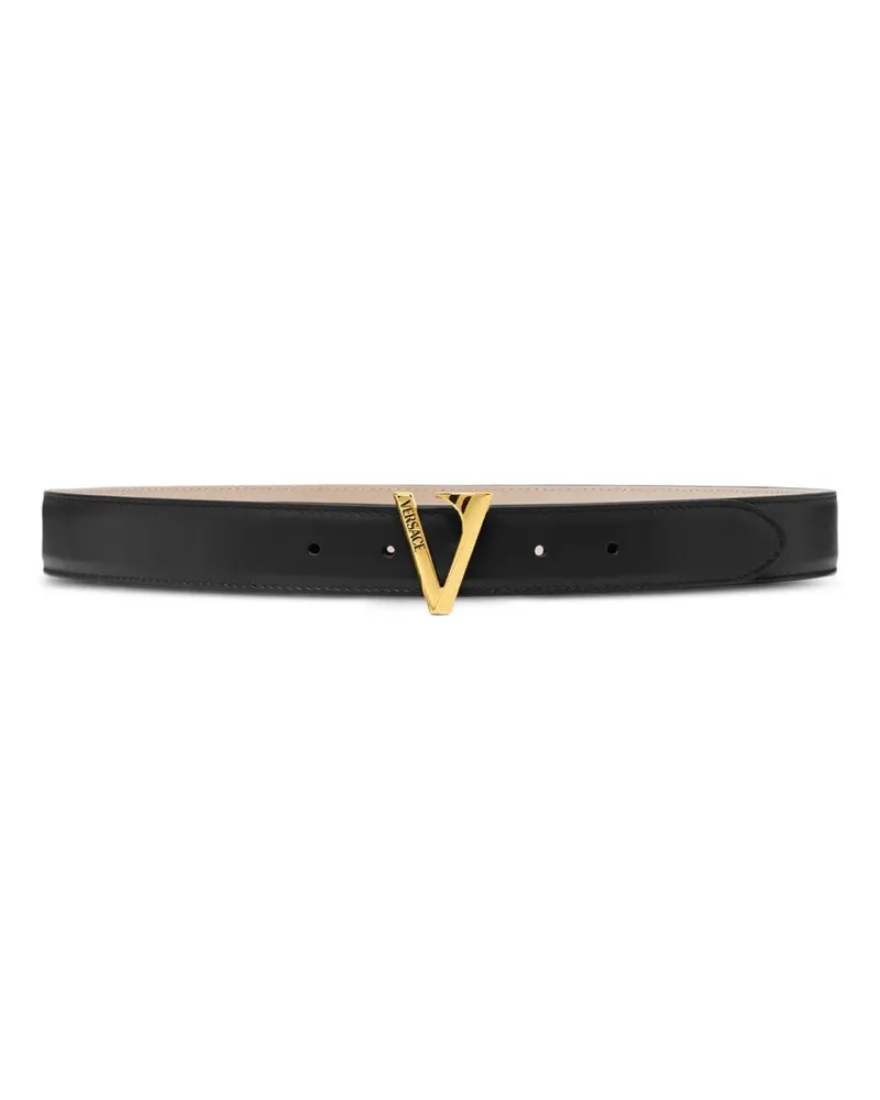 Versace Gürtel mit V-Schnalle - Schwarz Schwarz