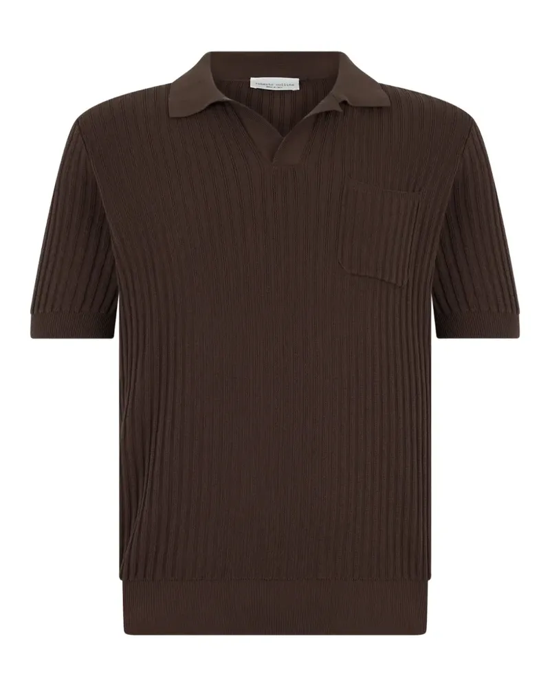 Roberto Collina ribbed-knit polo coller short-sleeve sweater - Braun Braun