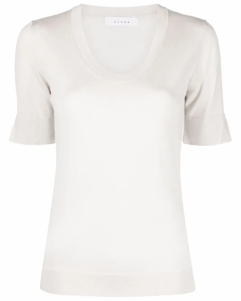 Liska Stricktop mit Rundhalsausschnitt - Nude Nude