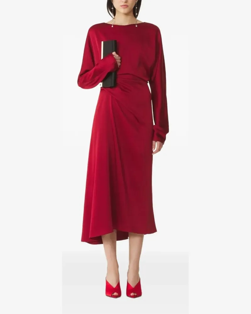 Lanvin fitted satin dress with button detail - Rot Rot