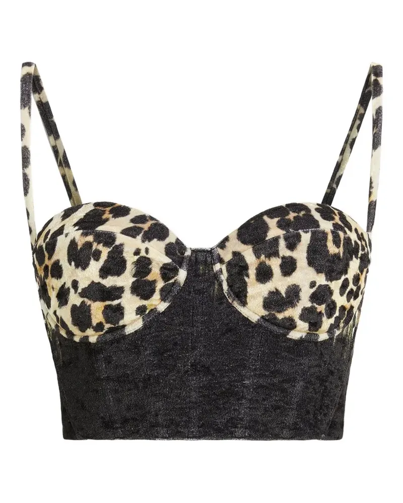 Roberto Cavalli Bustier mit Leopardenprint - Schwarz Schwarz