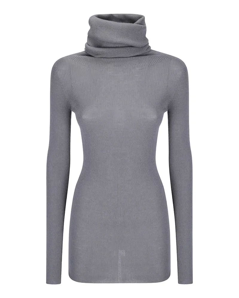 Rick Owens Ls Tube Rollkragenpullover aus geripptem Strick - Grau Grau