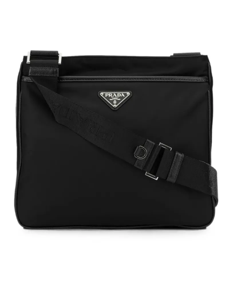 Prada logo-plaque shoulder bag - Schwarz Schwarz