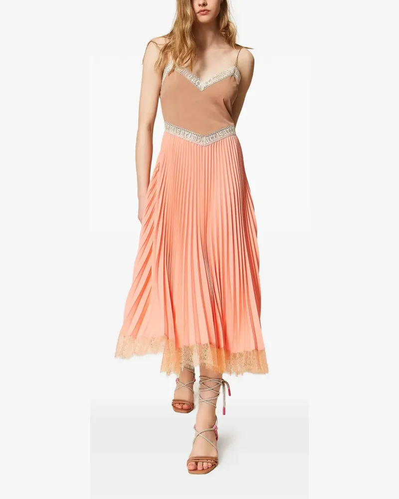 Twin-Set x Myfo pleated dress - Orange Orange