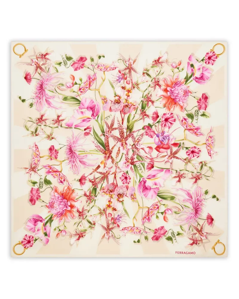 Ferragamo Seidenschal mit Gaia-Print - Nude Nude