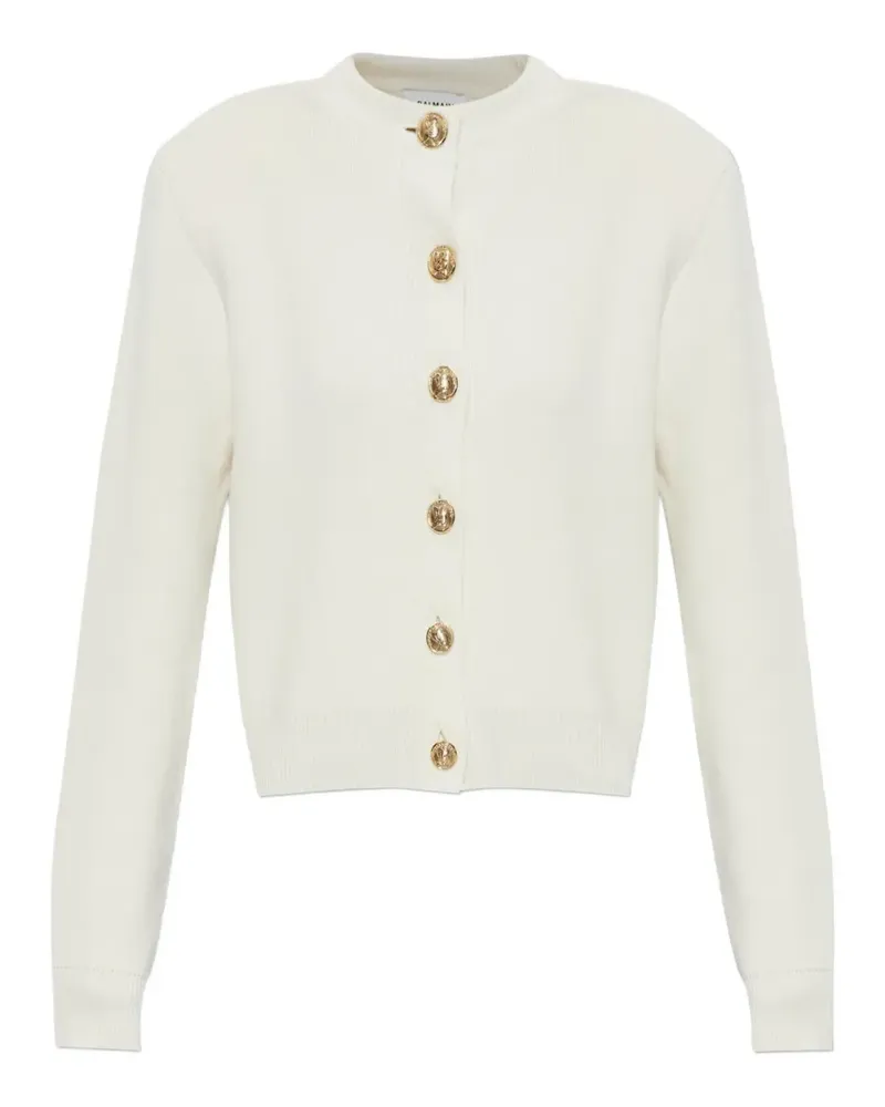Balmain shoulder-pad button-up wool cardigan - Nude Nude
